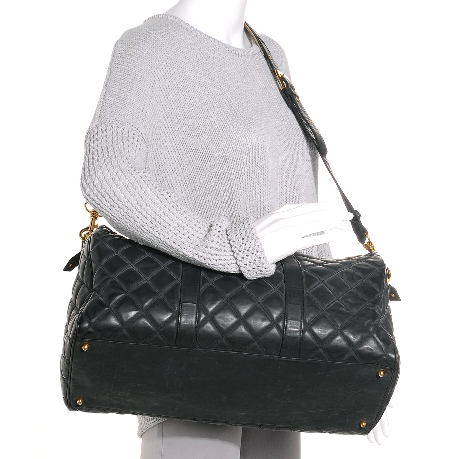 Chanel Quilted Vinyl Large Boston Black 2 of 9