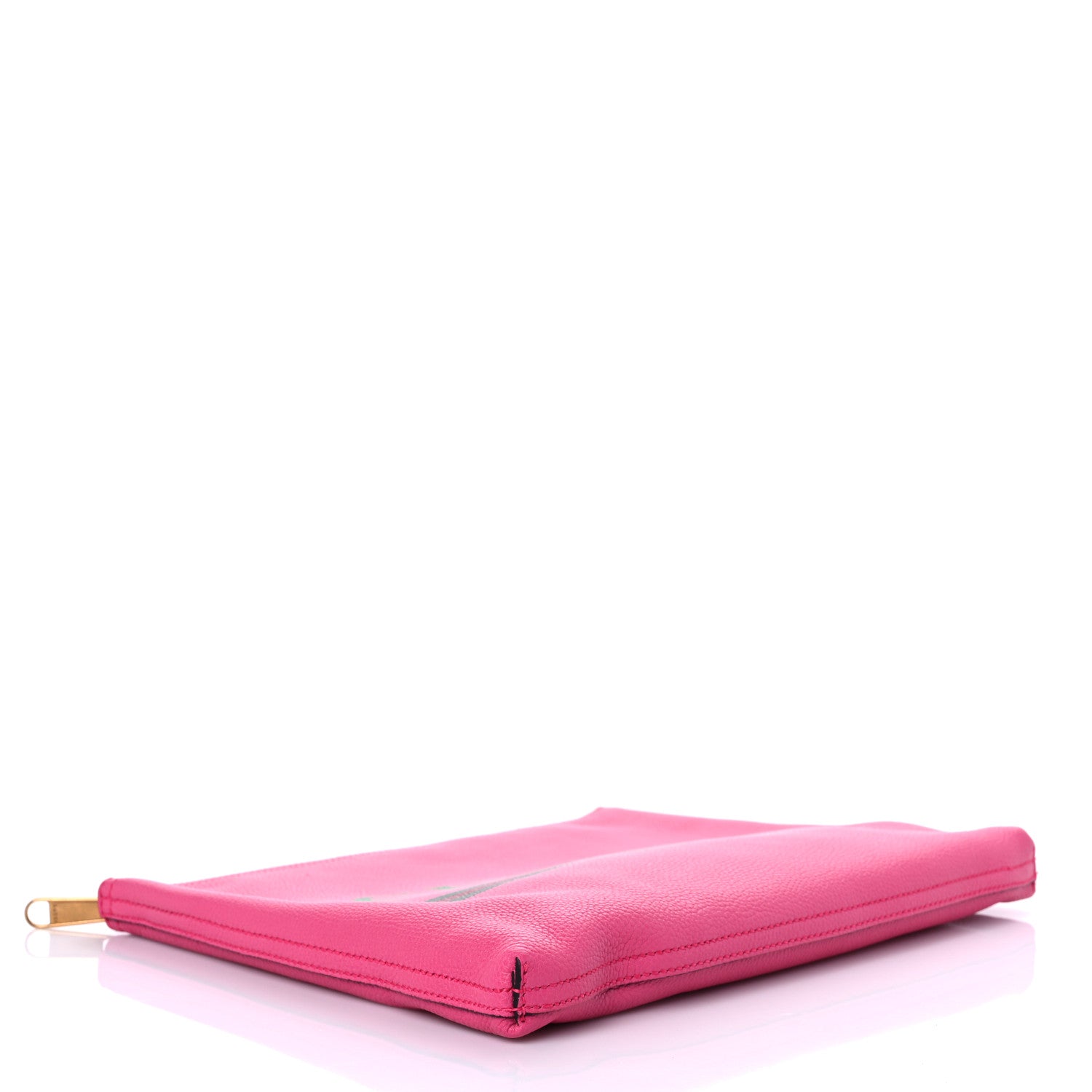 Gucci Pebbled Calfskin Medium Logo Portfolio Clutch Box Pink Green 4 of 9