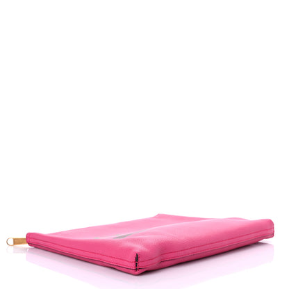 Gucci Pebbled Calfskin Medium Logo Portfolio Clutch Box Pink Green 4 of 9