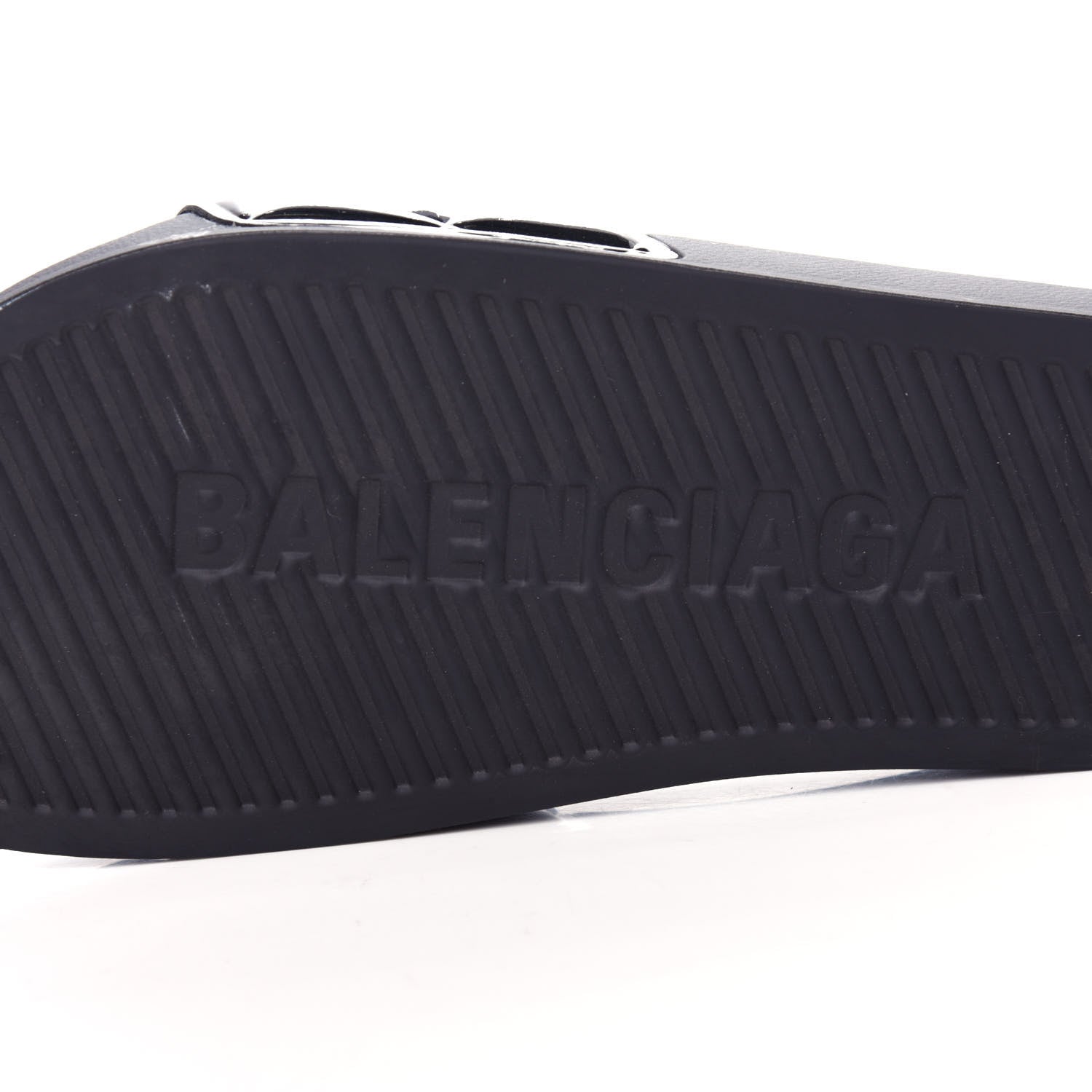 Balenciaga Rubber Patent Quilted Logo Slide Sandals 36 Black White 8 of 10