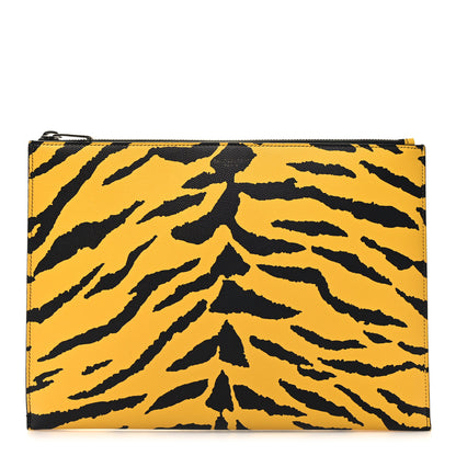 Saint Laurent Grain De Poudre Zebra Print Zipped Tablet Holder Yellow Black 1 of 10