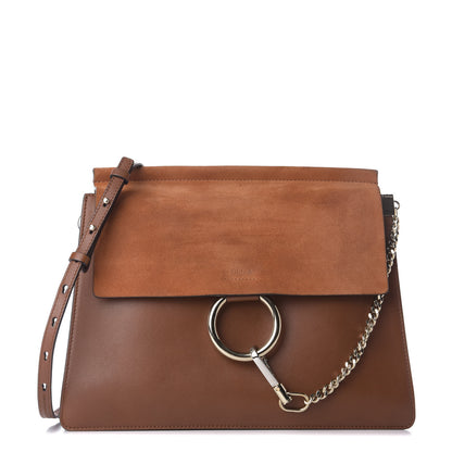 Chloe Suede Calfskin Medium Faye Shoulder Bag Tobacco 1 of 9