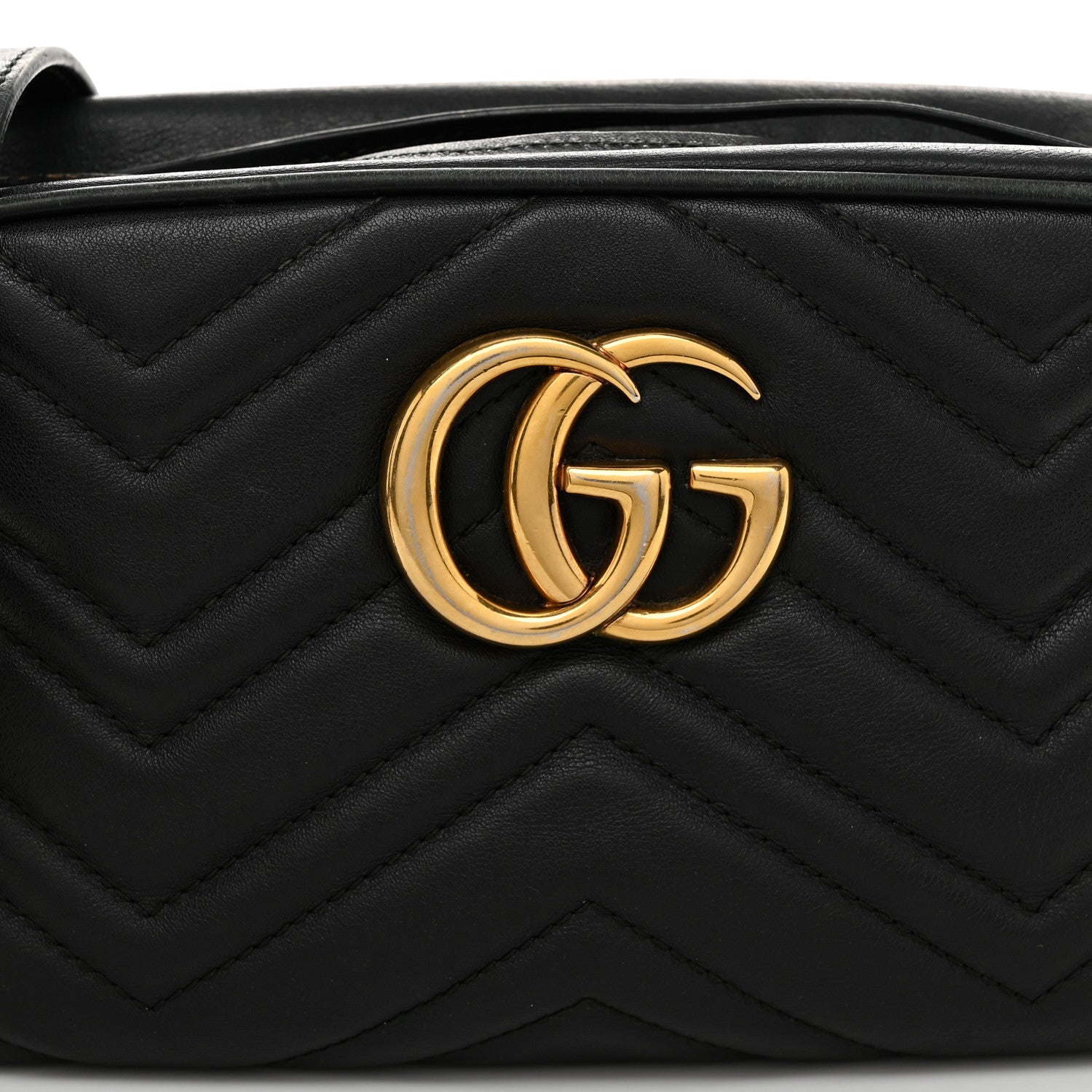 Gucci Calfskin Matelasse Small GG Marmont Chain Shoulder Bag Black 8 of 12