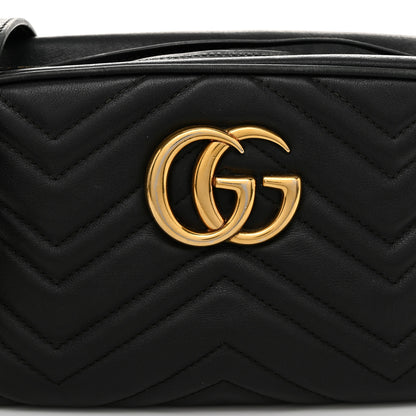 Gucci Calfskin Matelasse Small GG Marmont Chain Shoulder Bag Black 8 of 12