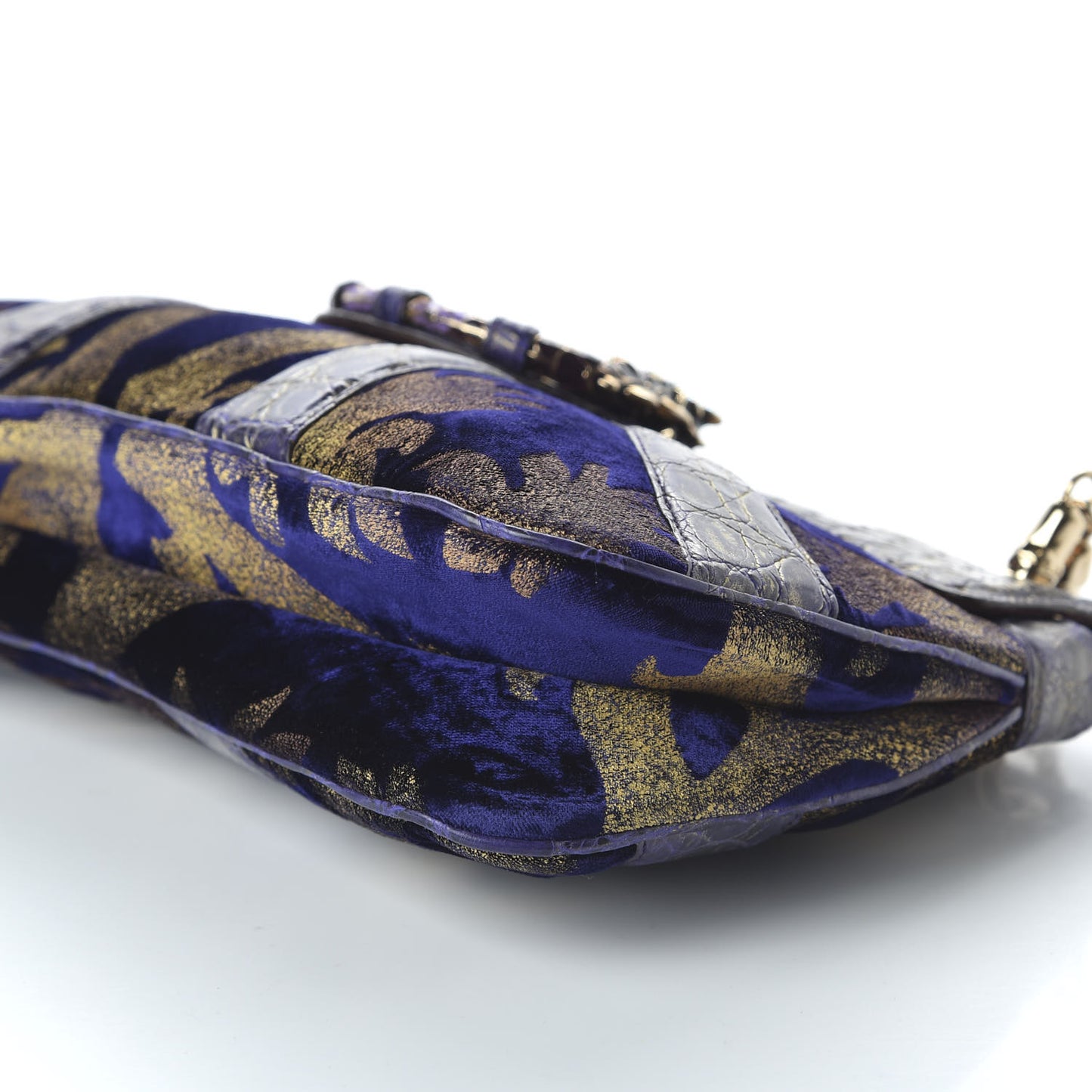 Velvet Calfskin Crocodile Embossed Limited Edition Tom Ford Jeweled Dragon Bag Purple Gold