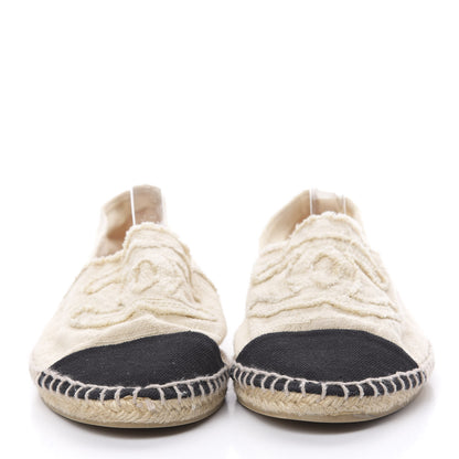Chanel Linen CC Espadrilles 39 Beige Black 2 of 12