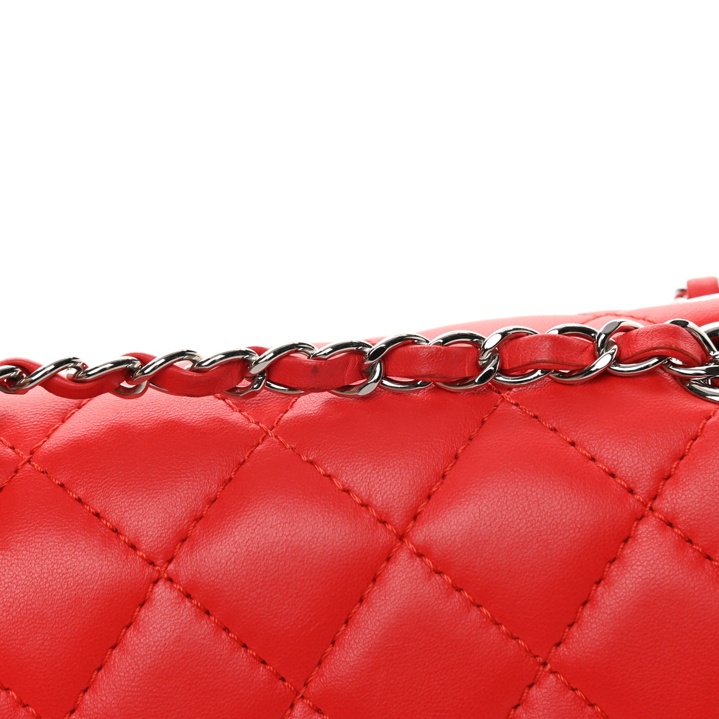 Lambskin Quilted Large Geometric Flap Red