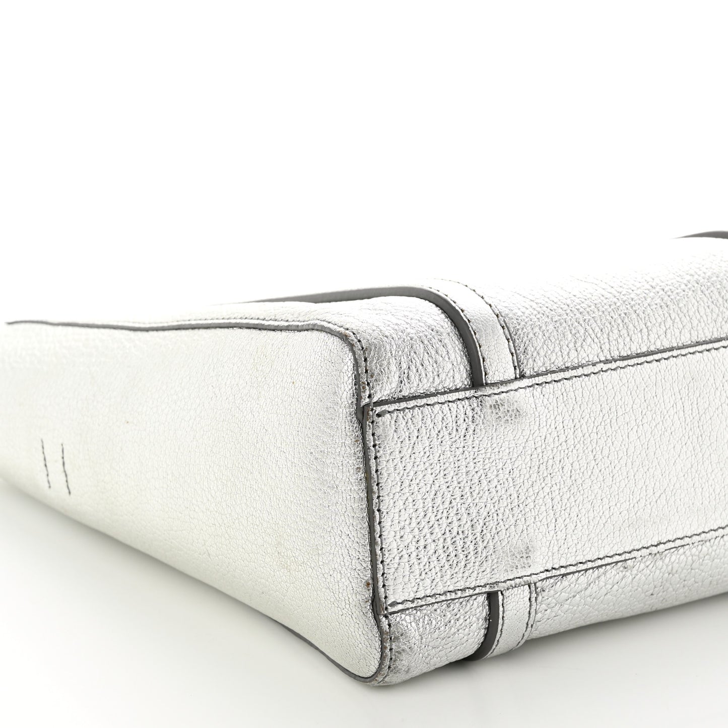 Metallic Goatskin Logo XXS Everyday Tote Argent Black