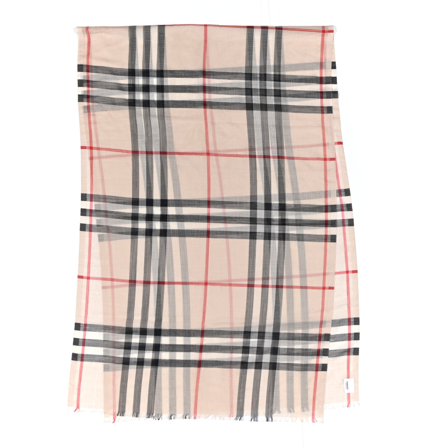 Burberry Wool Silk Gauze Giant Check Lightweight Scarf Stone 2 of 5