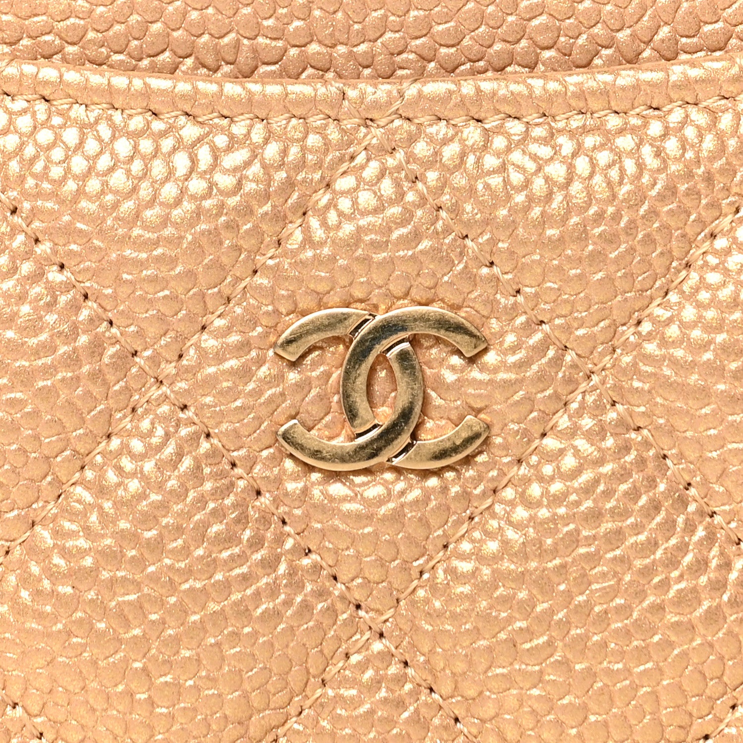 Chanel Metallic Caviar Quilted Card Holder Gold 9 of 9