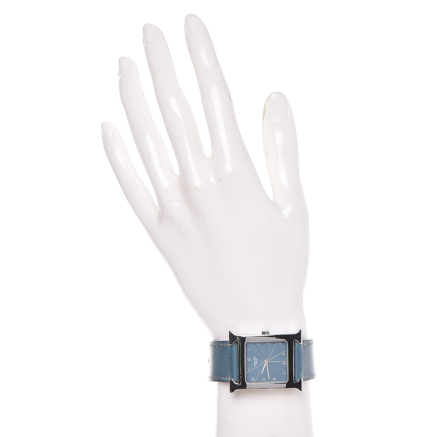 Hermes Stainless Steel Epsom 26mm Heure H Hour Watch Blue Jean 2 of 10