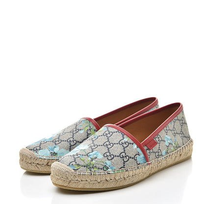Gucci GG Supreme Monogram Blooms Espadrilles 38 Beige Blue Navy Hibiscus Red 3 of 8