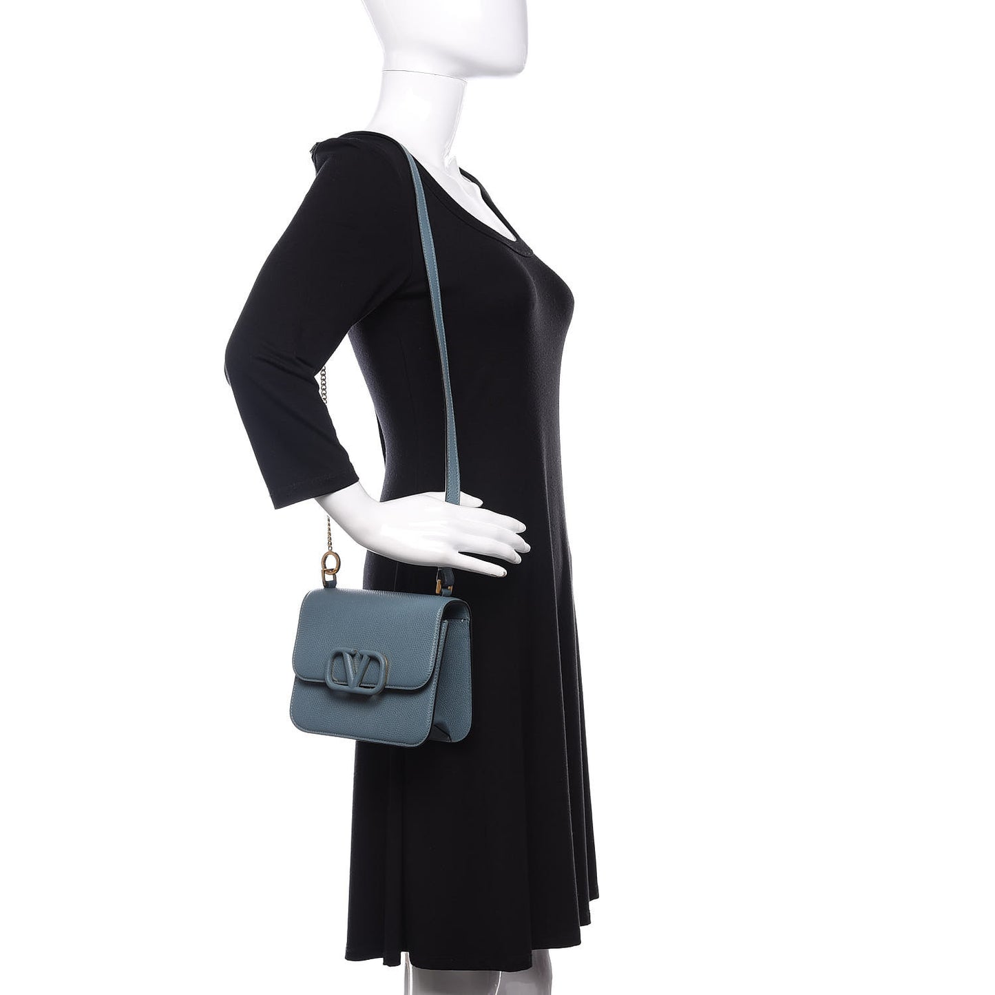 Grainy Calfskin Small VSling Shoulder Bag Amadeus