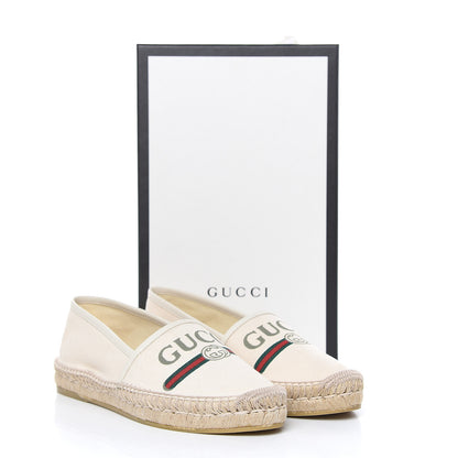 Gucci Canvas Logo Espadrilles 39.5 Greggio White 9 of 9