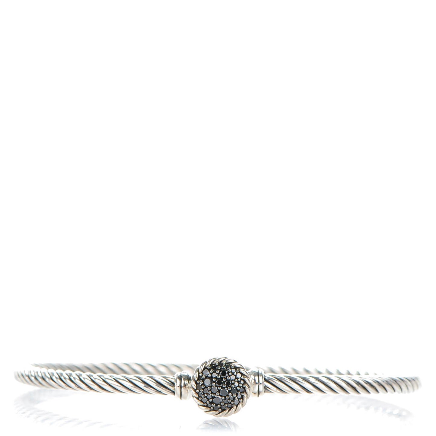 Sterling Silver Pave Black Diamond 8mm Petite Bracelet S