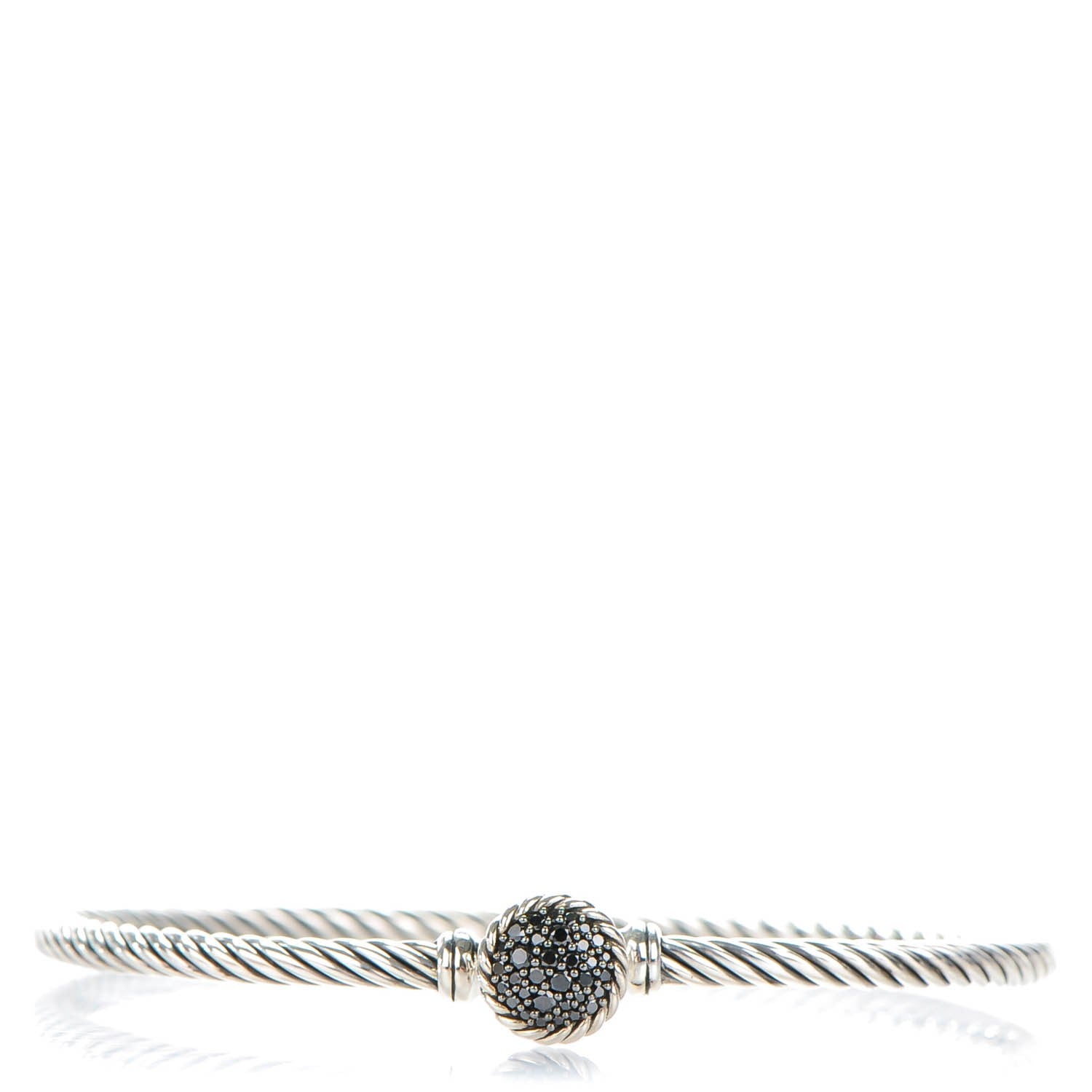 David Yurman Sterling Silver Pave Black Diamond 8mm Petite Bracelet S 1 of 5