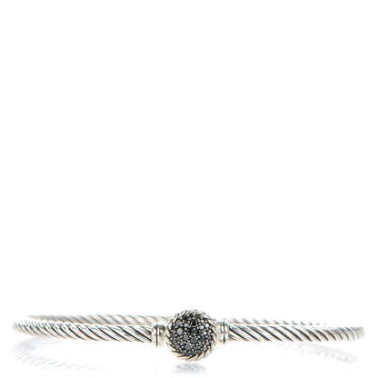 David Yurman Sterling Silver Pave Black Diamond 8mm Petite Bracelet S 1 of 5