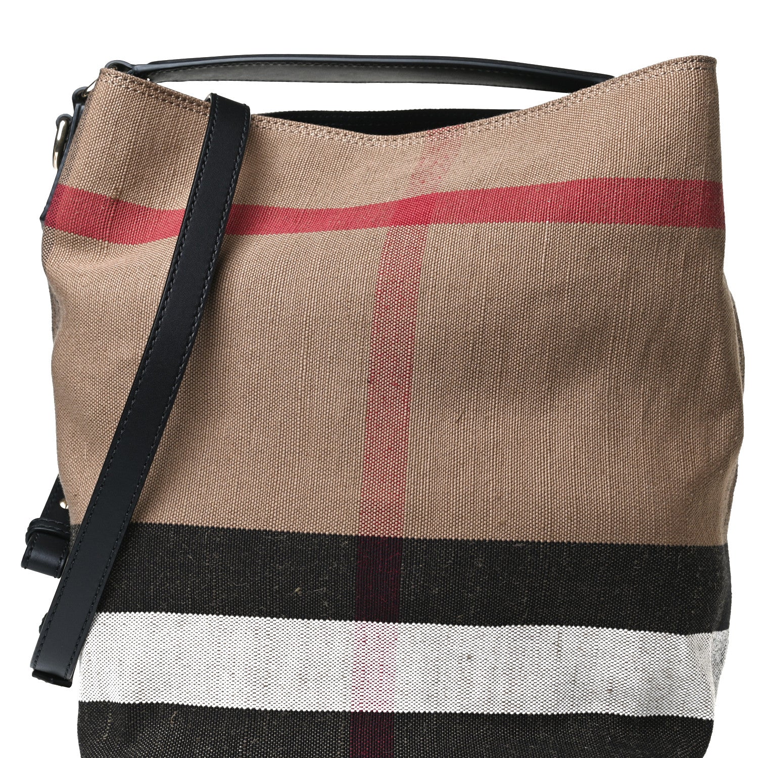 Burberry Canvas Mega Check Medium Ashby Hobo Black 11 of 16