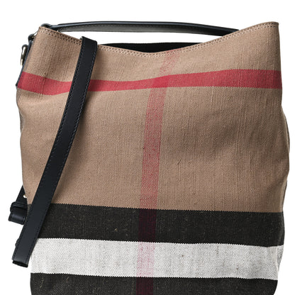 Burberry Canvas Mega Check Medium Ashby Hobo Black 11 of 16