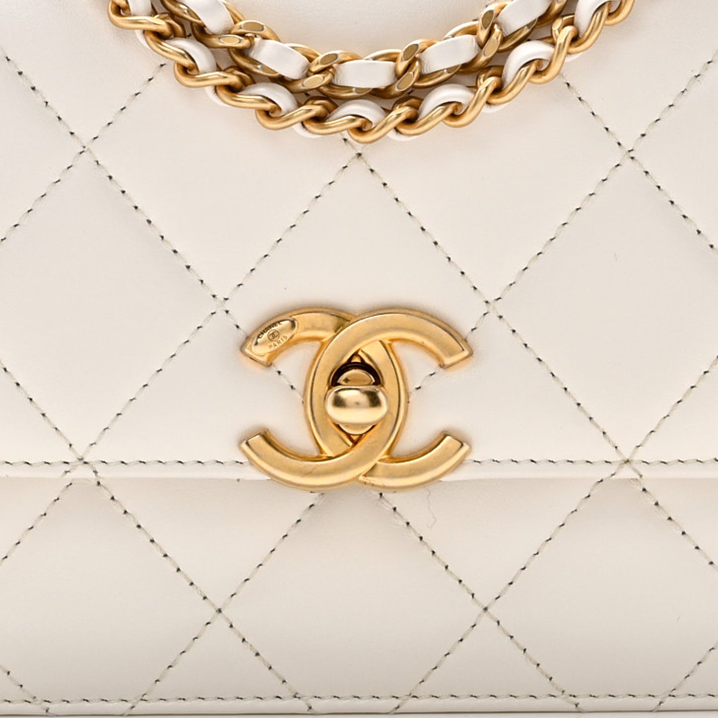 Calfskin Quilted Mini Perfect Fit Flap White