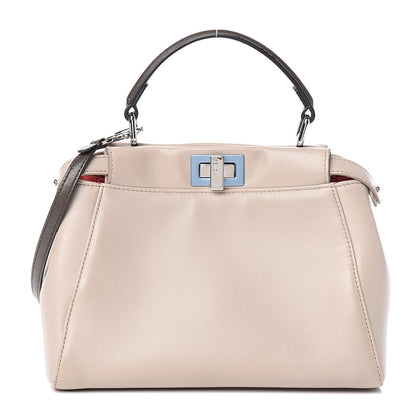 Fendi Nappa Colorblock Mini Peekaboo Iconic Satchel Grigio Polvere Carbone Bloody Mary 1 of 10