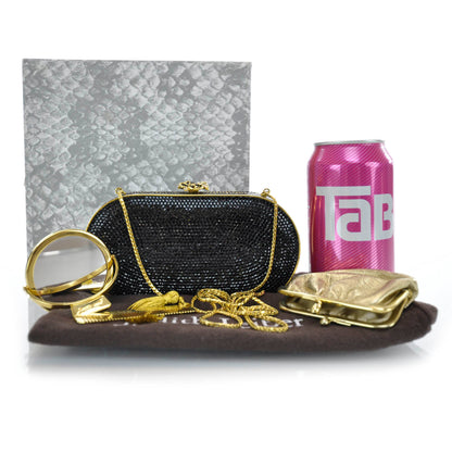 Judith Leiber Black Austrian Crystal Minaudiere Clutch 2 of 7