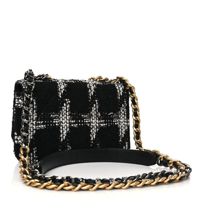 Chanel Tweed Quilted Chanel 19 Wallet On Chain WOC Black White 3 of 13