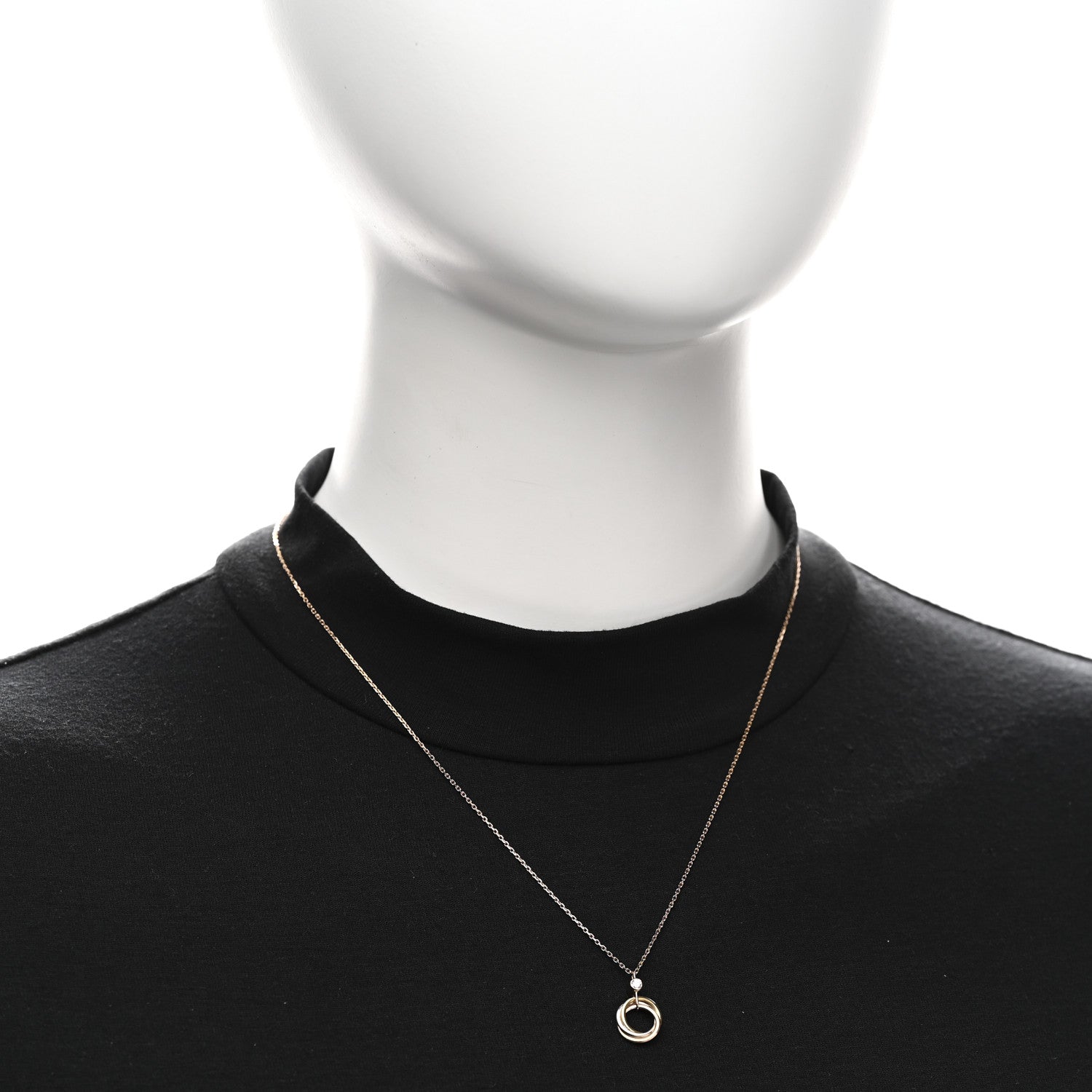 Cartier 18K Pink Yellow White Gold Diamond Trinity Pendant Necklace 2 of 5