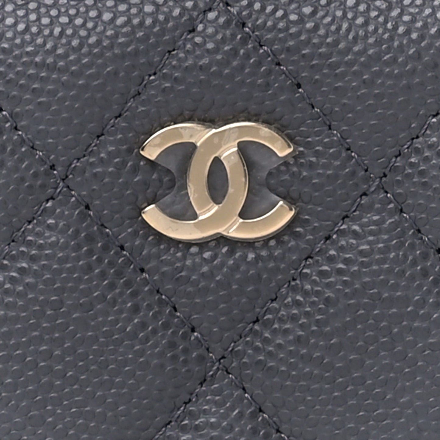 Caviar Quilted Zipped Key Holder Case Gray