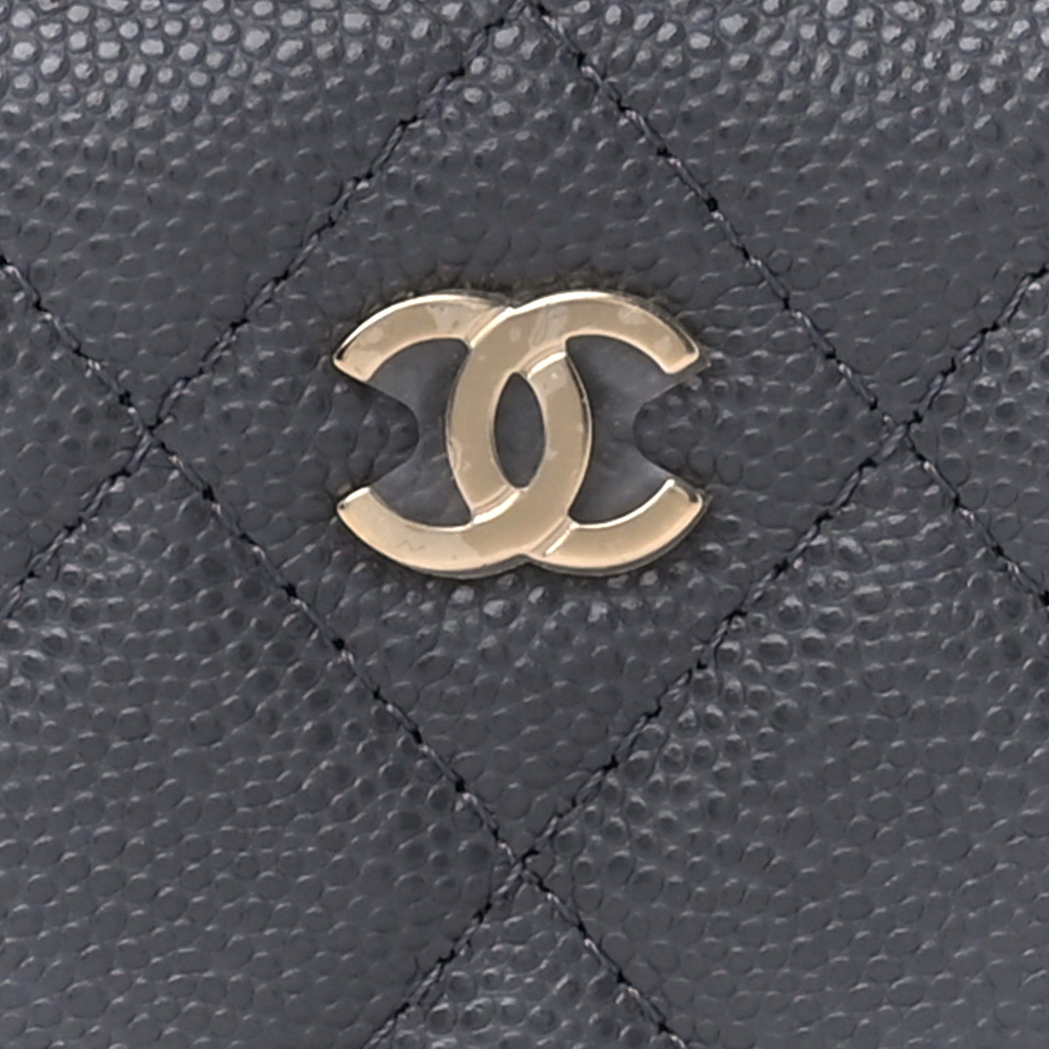 Chanel Caviar Quilted Zipped Key Holder Case Gray 8 of 11