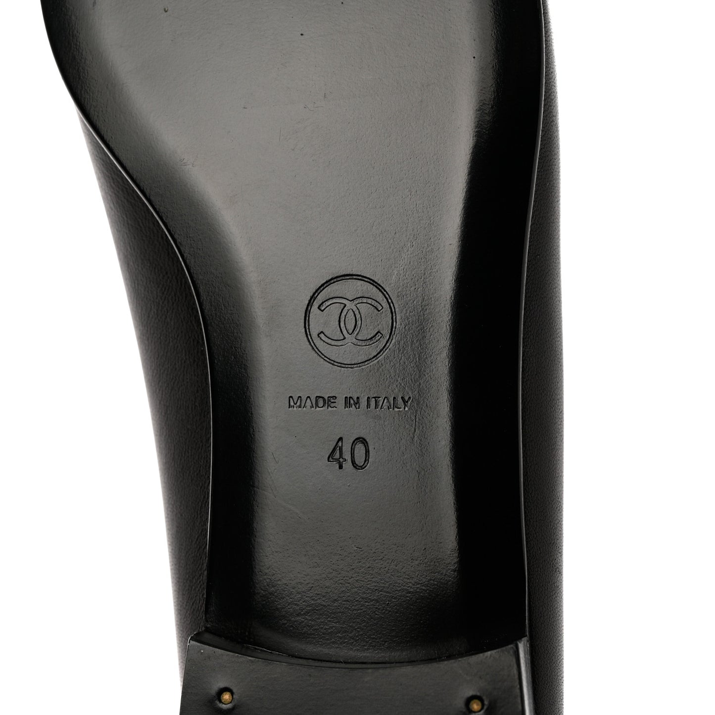 Lambskin Patent Cap Toe CC Ballerina Flats 40 Black