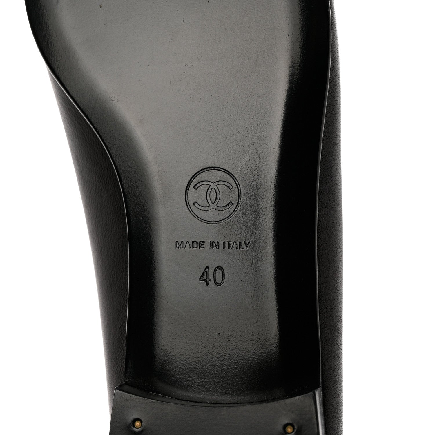 Chanel Lambskin Patent Cap Toe CC Ballerina Flats 40 Black 8 of 12
