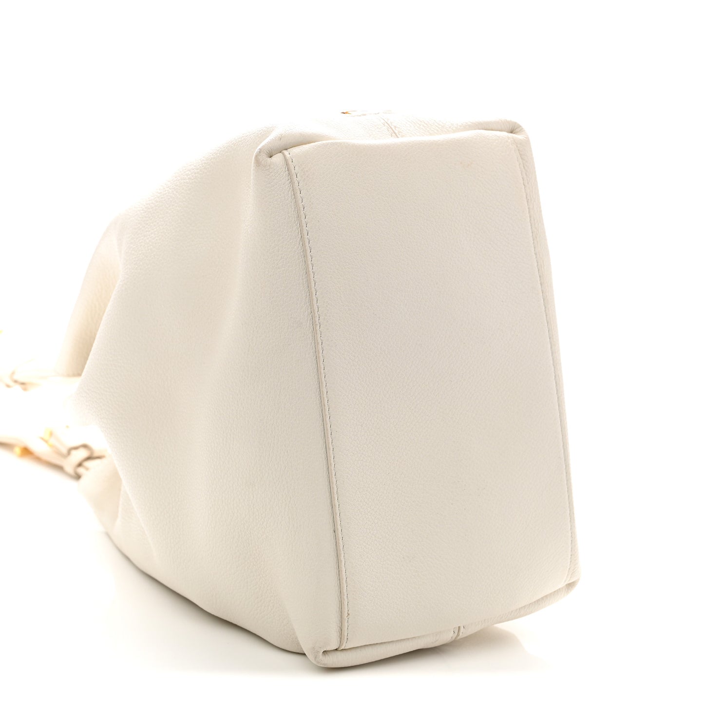 Calfskin Zip Bucket Bag White