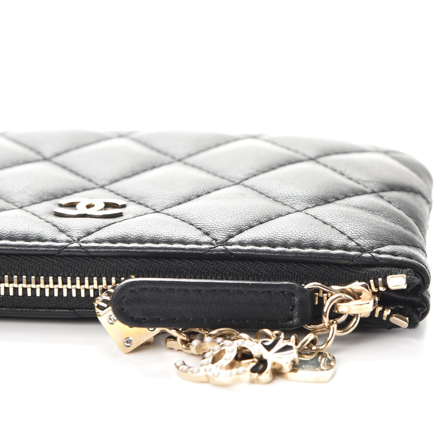 Lambskin Quilted Casino Coin Purse Black