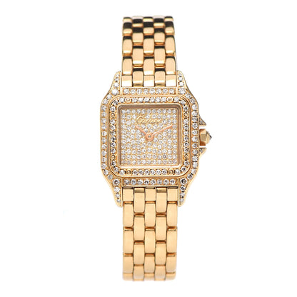 Cartier 18K Yellow Gold Diamond Pave 22mm Panthere Quartz Watch 1 of 6