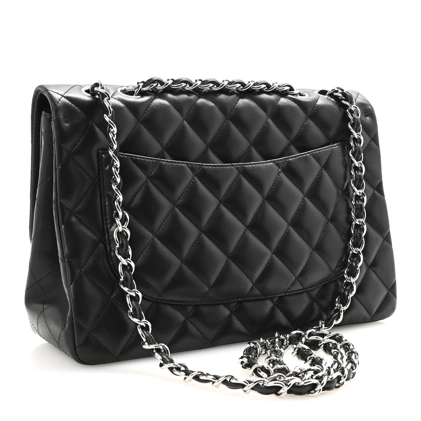 Lambskin Quilted Jumbo Single Flap Black