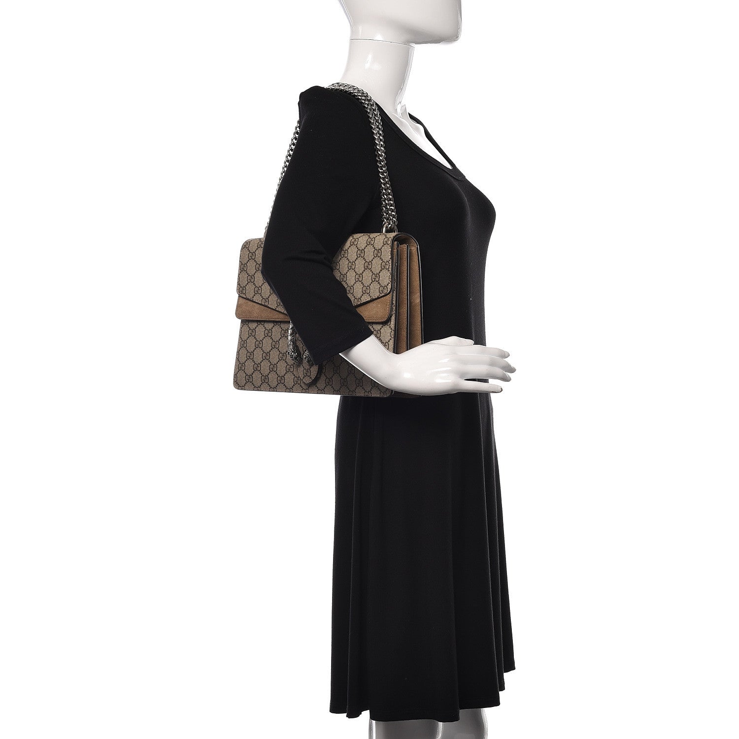 Gucci GG Supreme Monogram Medium Dionysus Shoulder Bag Taupe 2 of 12