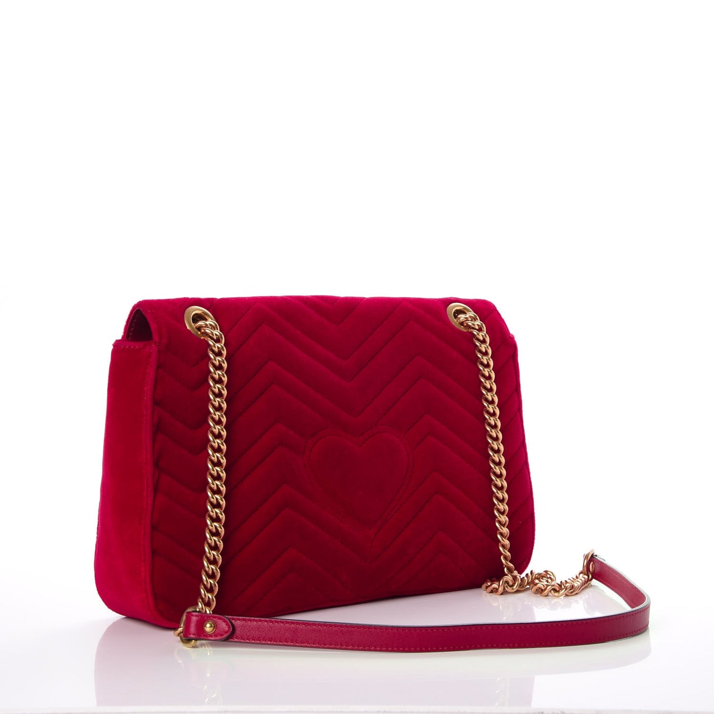 Velvet Matelasse Medium GG Marmont Shoulder Bag Hibiscus Red