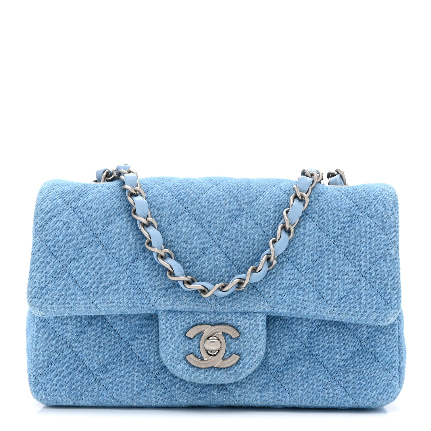 Chanel Denim Quilted Mini Rectangular Flap Blue 1 of 12