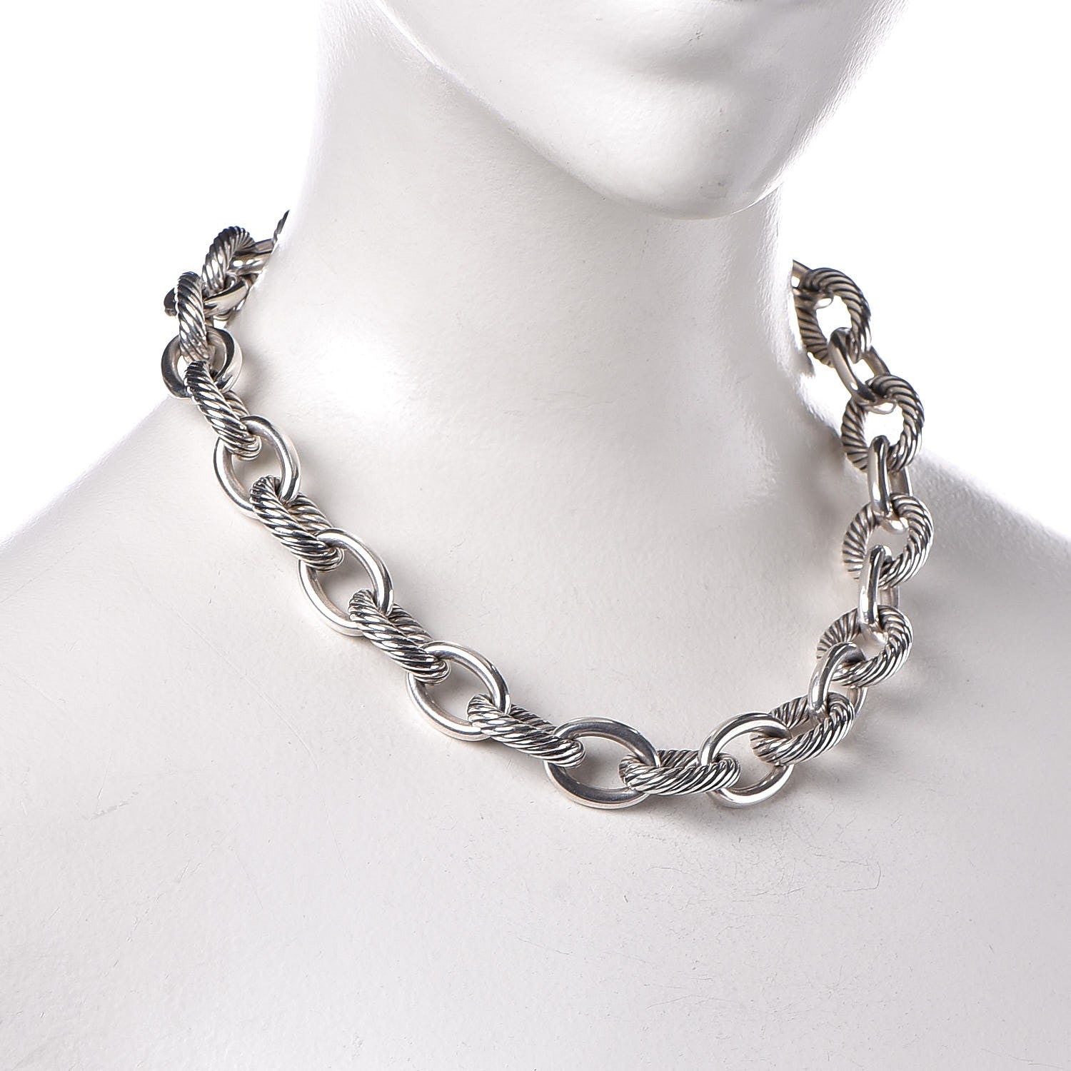 David Yurman Sterling Silver 16mm Large Oval Link Necklace 2 of 7