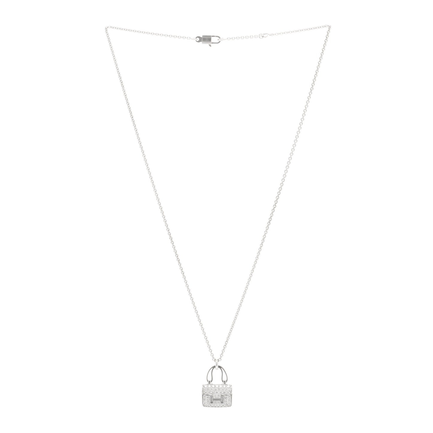 18K White Gold Diamond Constance Amulettes Pendant Necklace