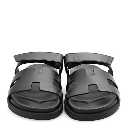 Hermes Calfskin Womens Chypre Sandals 37 Black 3 of 10