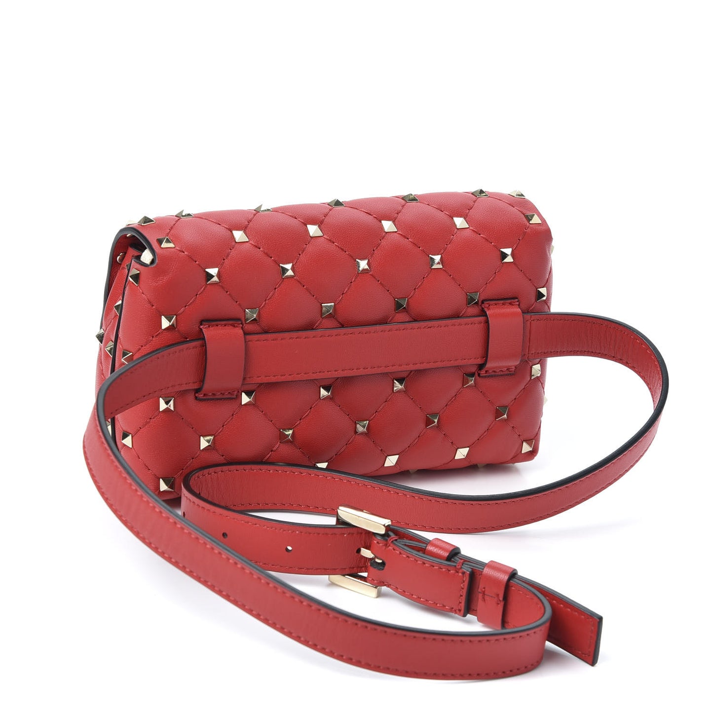 Nappa Rockstud Spike Belt Bag Rouge Pur