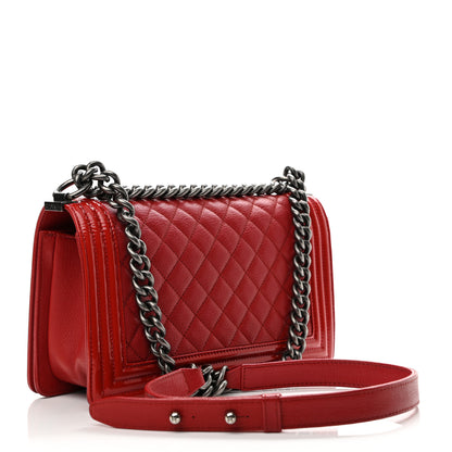Chanel Goatskin Quilted Patent Medium Duo Boy Flap Red 3 of 10