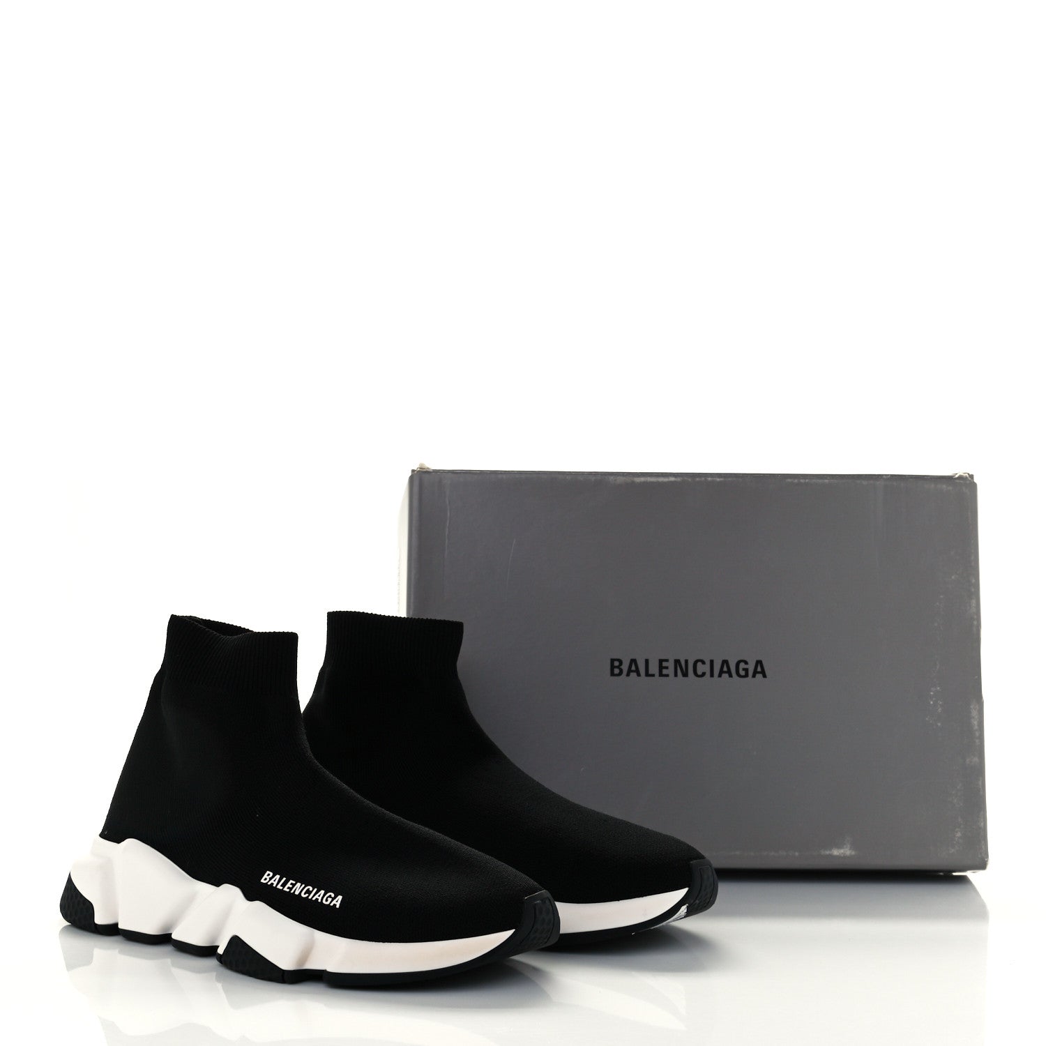 Balenciaga Neoprene Knit Womens Speed Sneakers 39 Black White 11 of 11