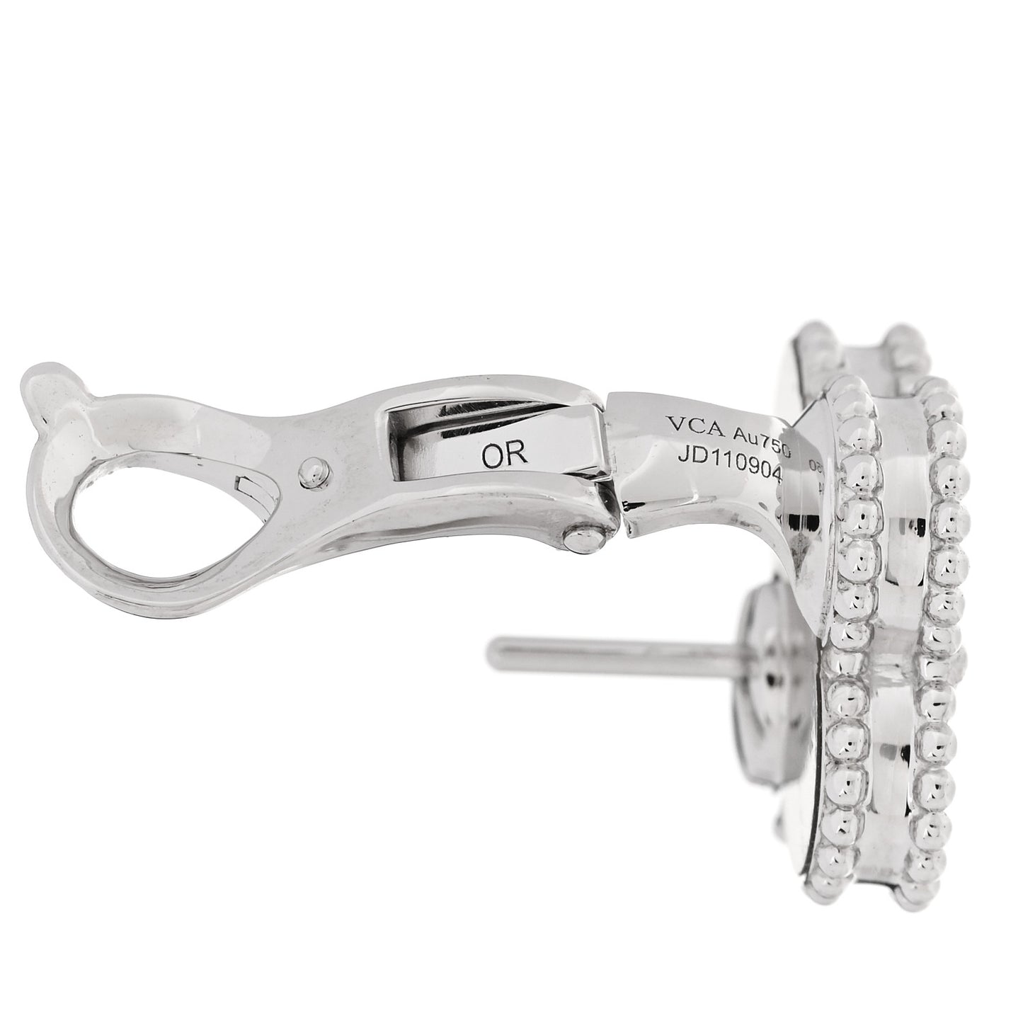 18K White Gold Guilloche Vintage Alhambra Earrings