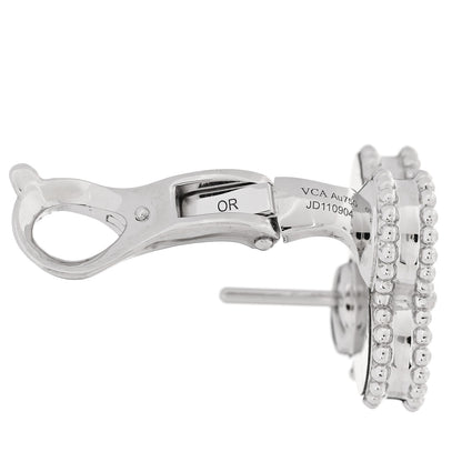 Van Cleef & Arpels 18K White Gold Guilloche Vintage Alhambra Earrings 4 of 5