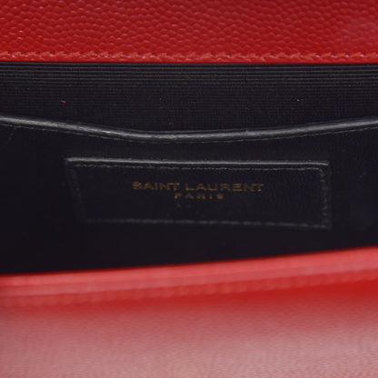 Saint Laurent Grain De Poudre Small Monogram Kate Satchel Red 6 of 6