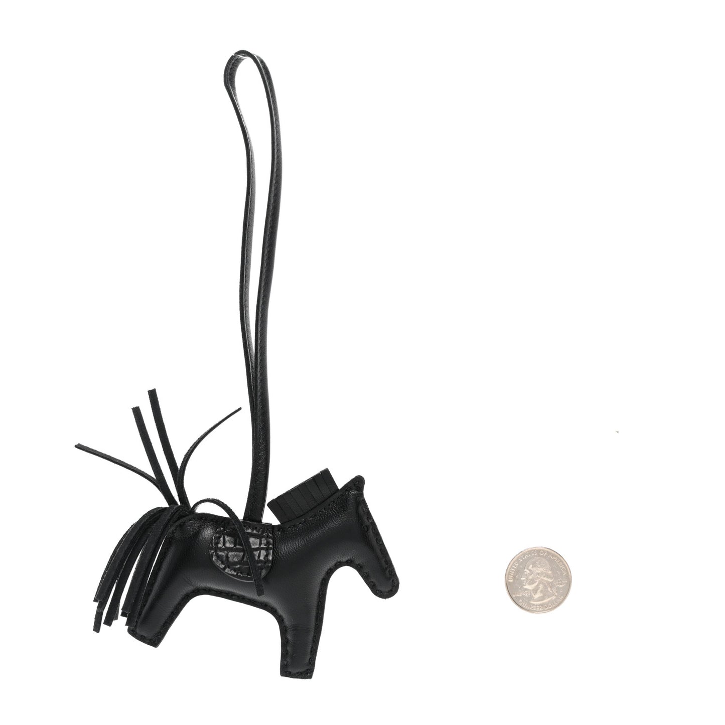 Milo Lambskin Matte Alligator Touch Grigri Rodeo Horse Bag Charm PM So Black