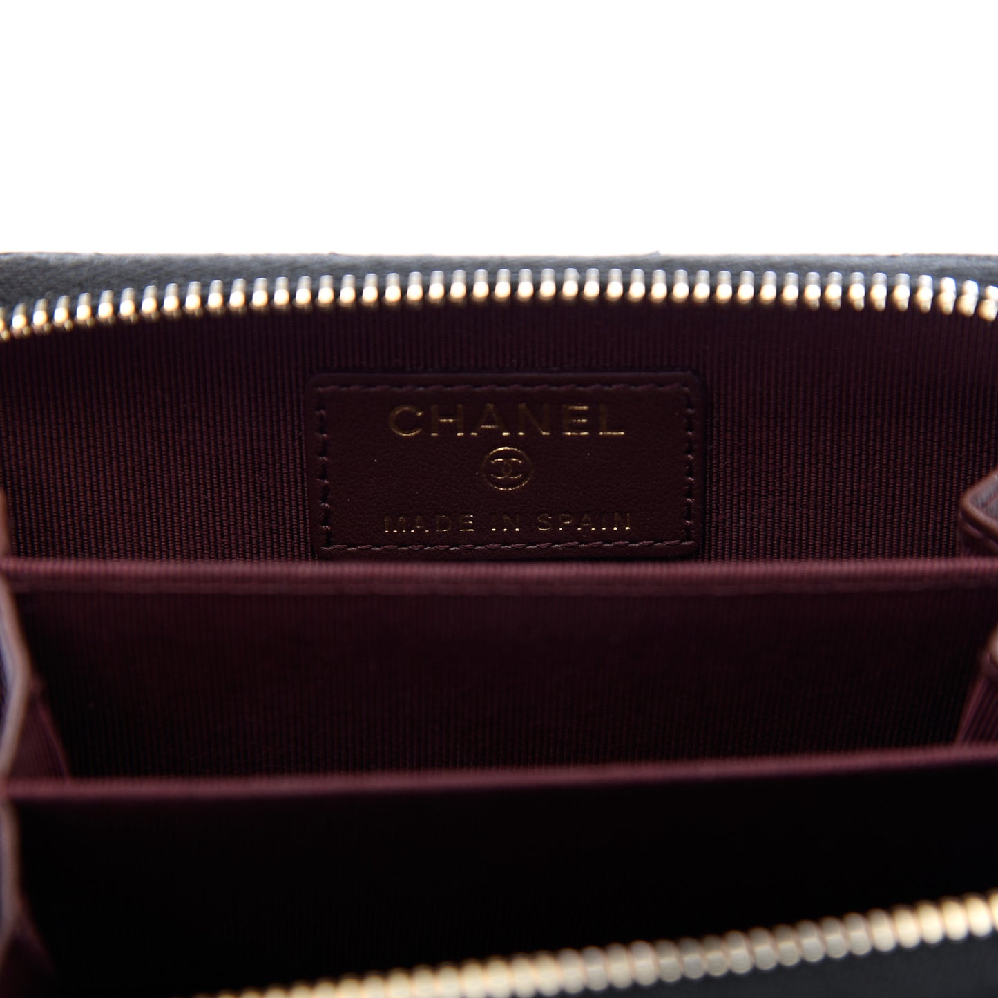 Caviar Chevron Quilted Zip Coin Purse Black